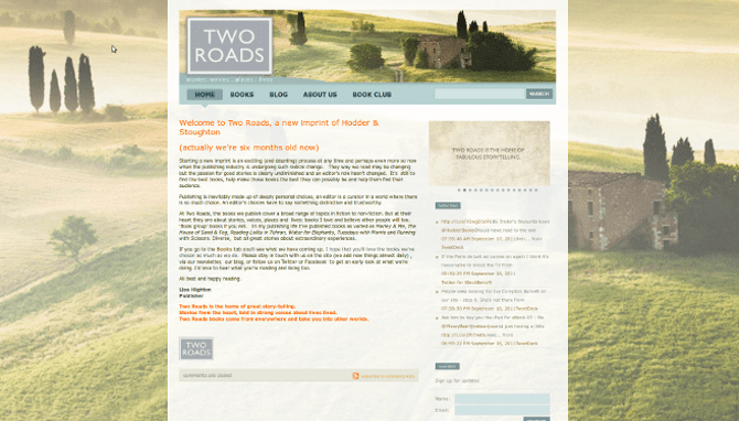 Publisher websites and blogs